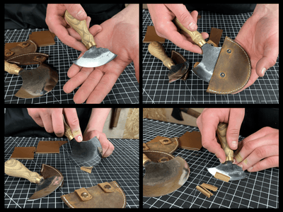 2 - Piece Rounded Leather Knife Set - 4