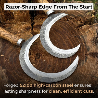 2 - Piece Hand - Forged Sickle Set with Leather Sheaths for Gardening - 2