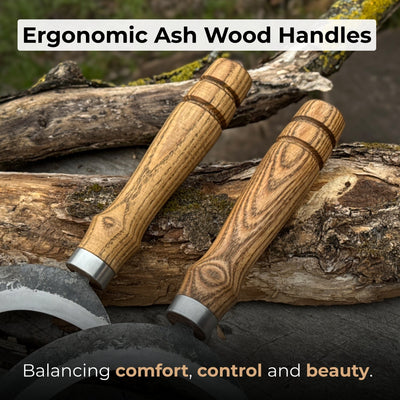 2 - Piece Hand - Forged Sickle Set with Leather Sheaths for Gardening - 3