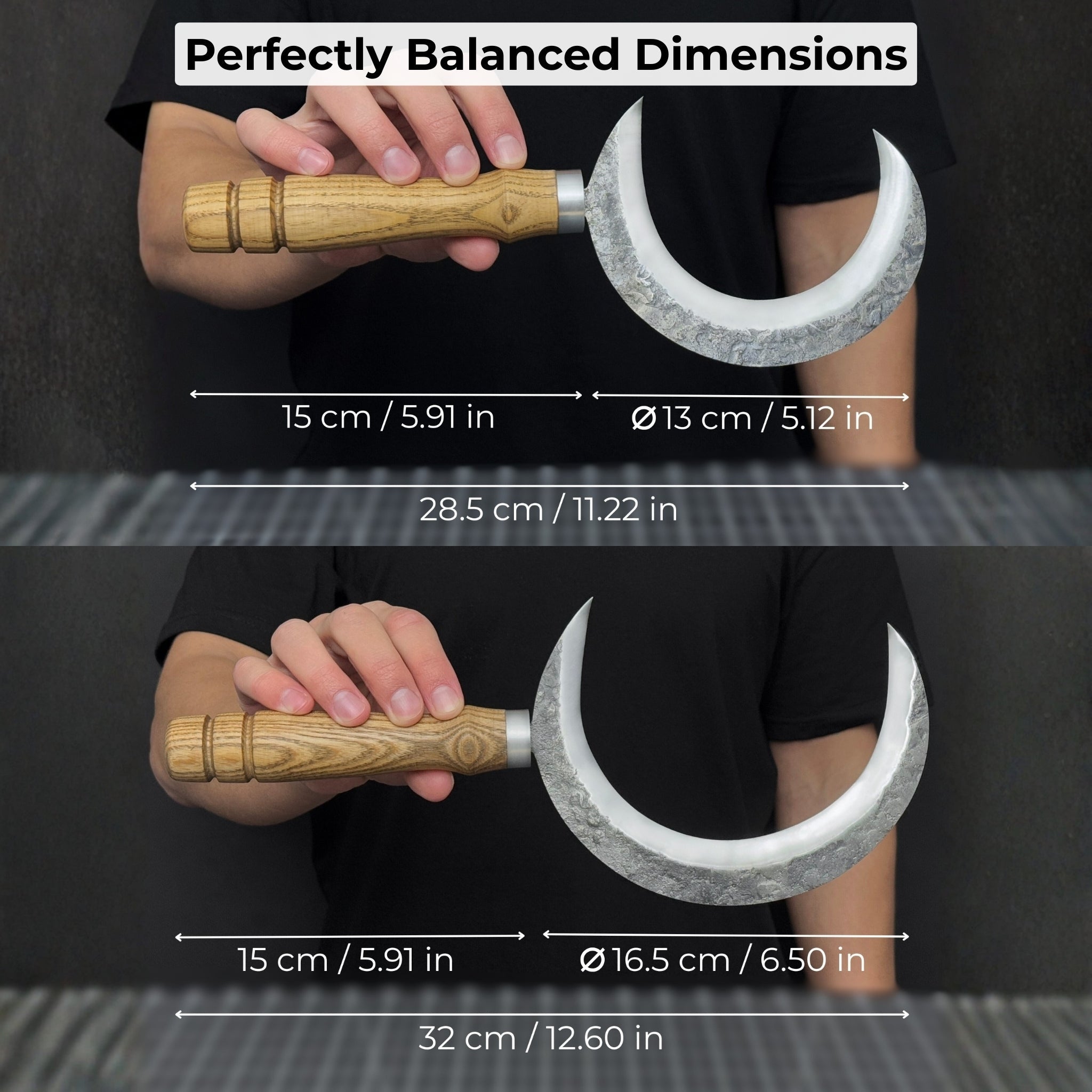 2 - Piece Hand - Forged Sickle Set with Leather Sheaths for Gardening - 5