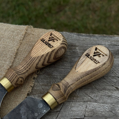 2 - Piece Leather Knife Set (Straight & Half - Moon) with Leather Sheath - 3