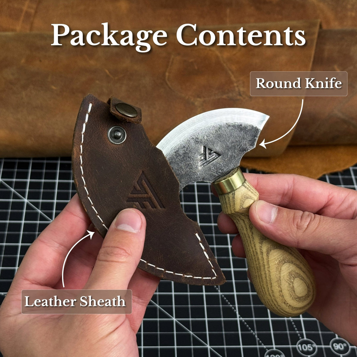 2-Piece Rounded and Angled Leather Knife Set - 9
