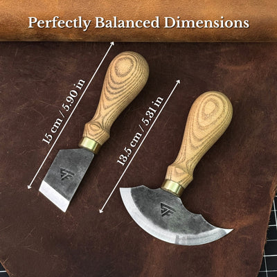 2-Piece Rounded and Angled Leather Knife Set - 2