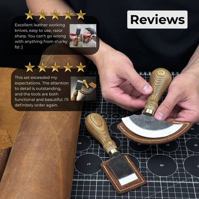 2 - Piece Rounded and Straight Leather Knife Set - 10