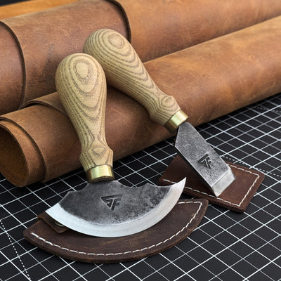 2-Piece Rounded and Straight Leather Knife Set - 1