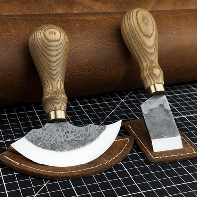 2 - Piece Rounded and Straight Leather Knife Set - 1