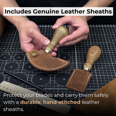 2 - Piece Rounded and Straight Leather Knife Set - 6