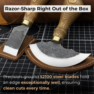 2 - Piece Rounded and Straight Leather Knife Set - 4