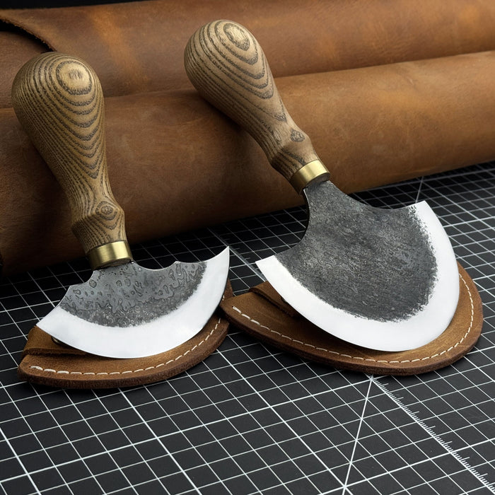 2-Piece Rounded Leather Knife Set - Sharky Forged Steel Tools