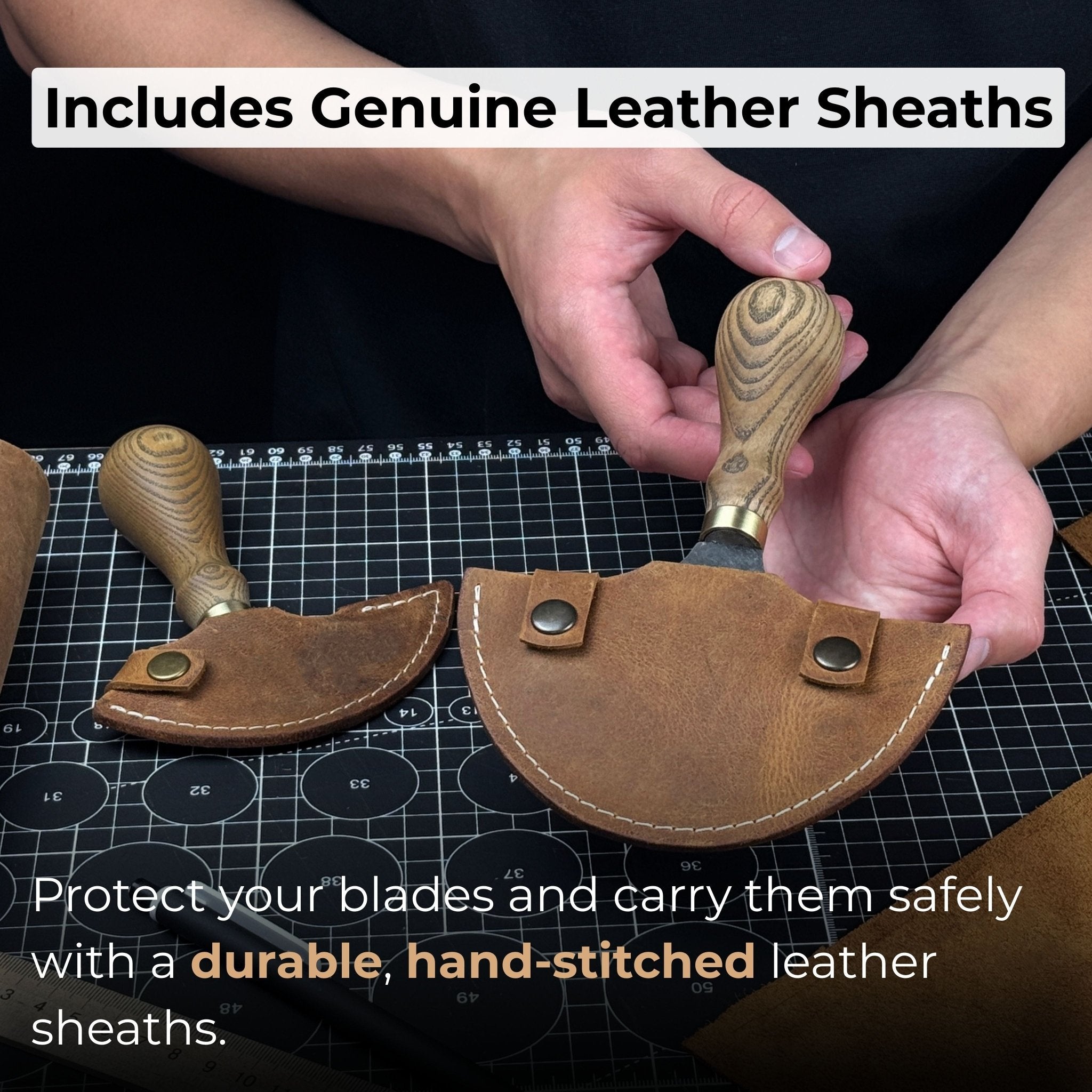 2 - Piece Rounded Leather Knife Set - 6