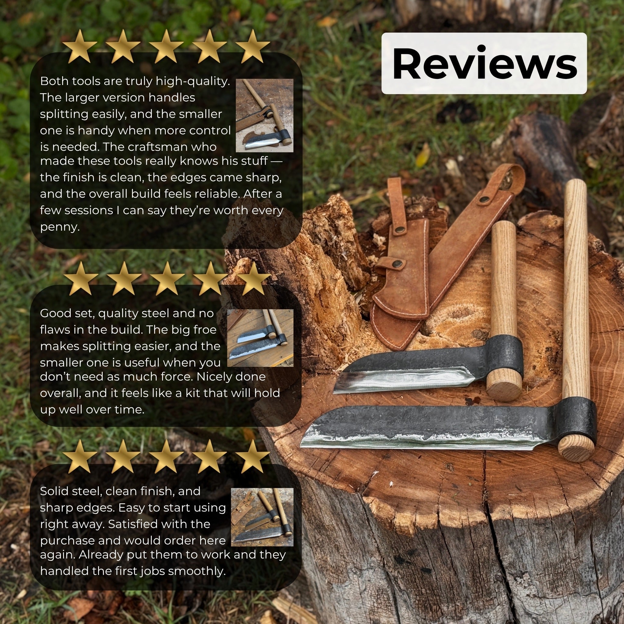 2-Piece Splitting Froe Set - Sharky Forged Steel Tools