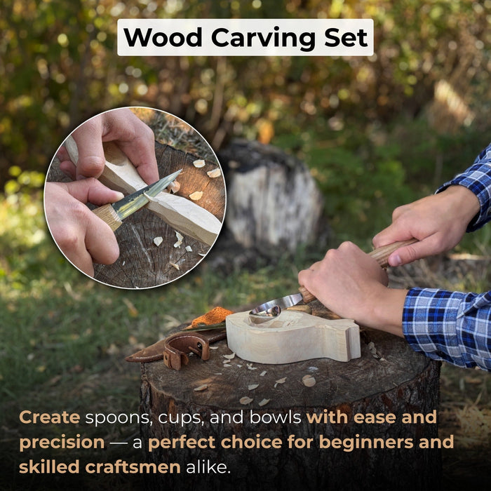2-Piece Spoon Carving Knife Set for Beginners - Sharky Forged Steel Tools