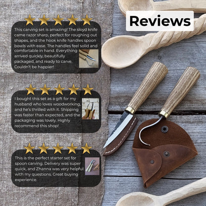 2 - Piece Spoon Carving Knife Set with Leather Sheath - 10
