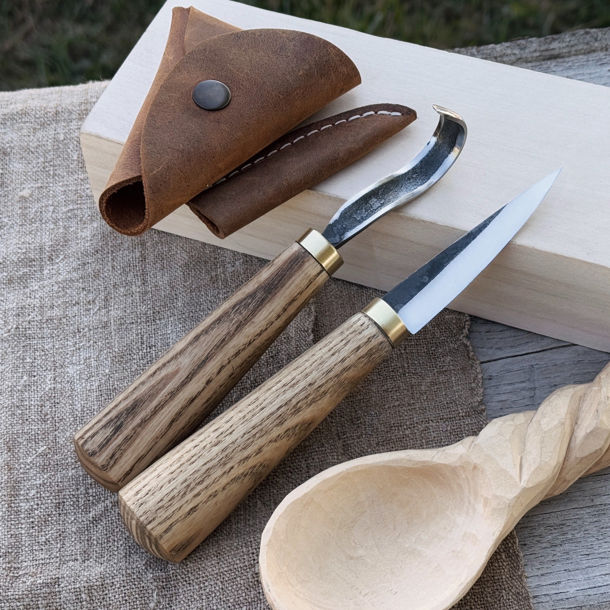2 - Piece Spoon Carving Knife Set with Leather Sheath - 1