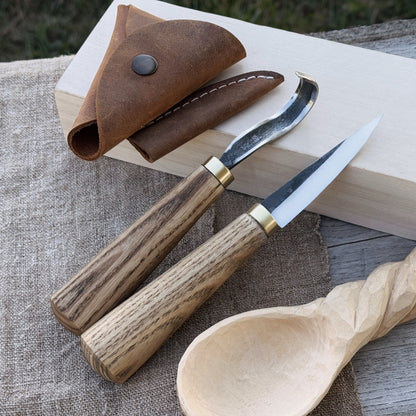 2 - Piece Spoon Carving Knife Set with Leather Sheath - 1