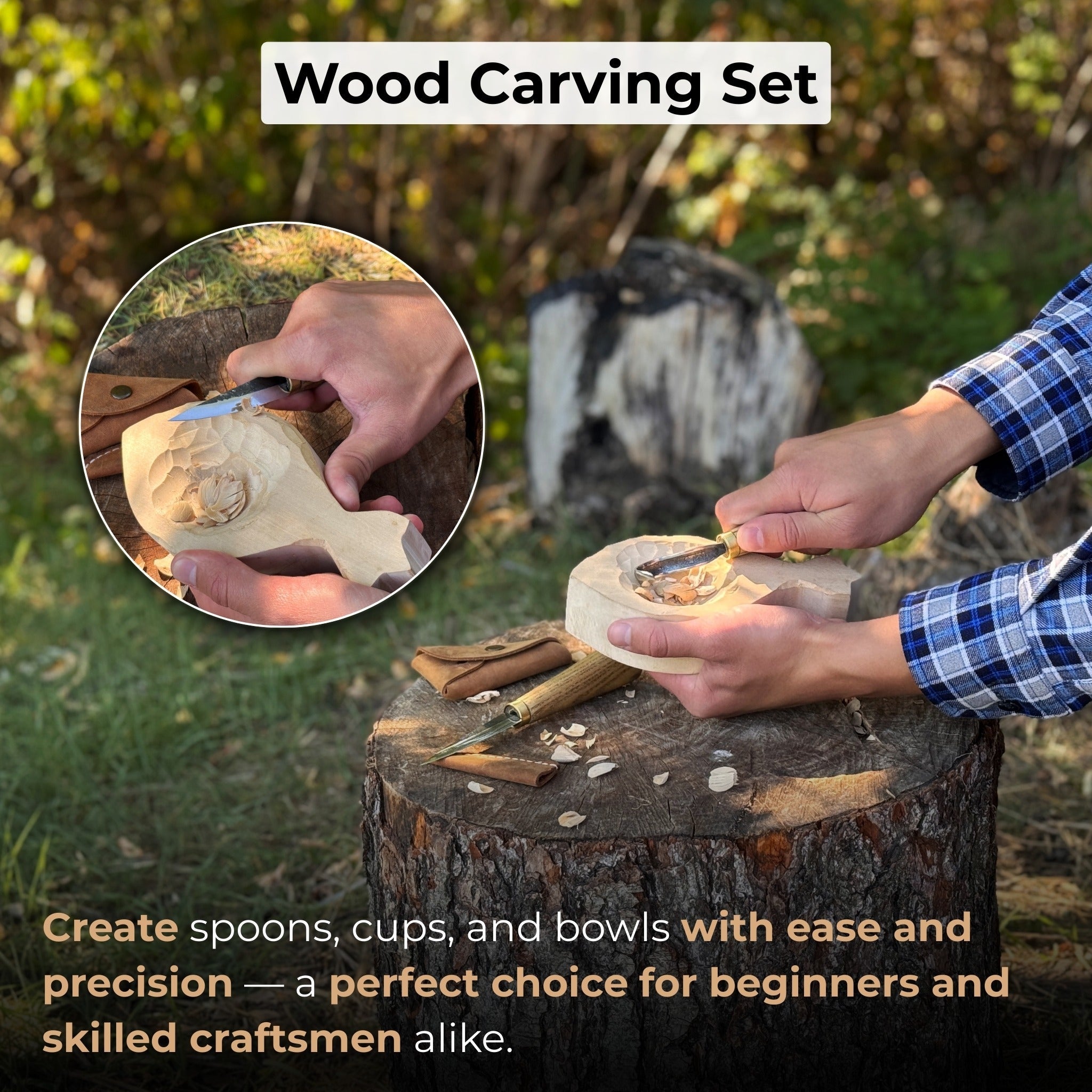 2 - Piece Spoon Carving Knife Set with Leather Sheath - 2