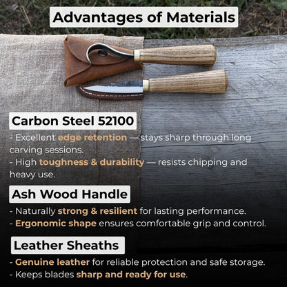 2 - Piece Spoon Carving Knife Set with Leather Sheath - 8