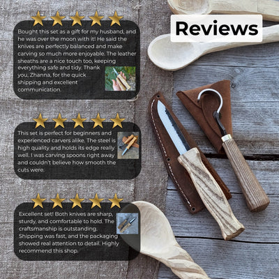 2 - Piece Spoon Carving Knife Set with Leather Sheaths - 10