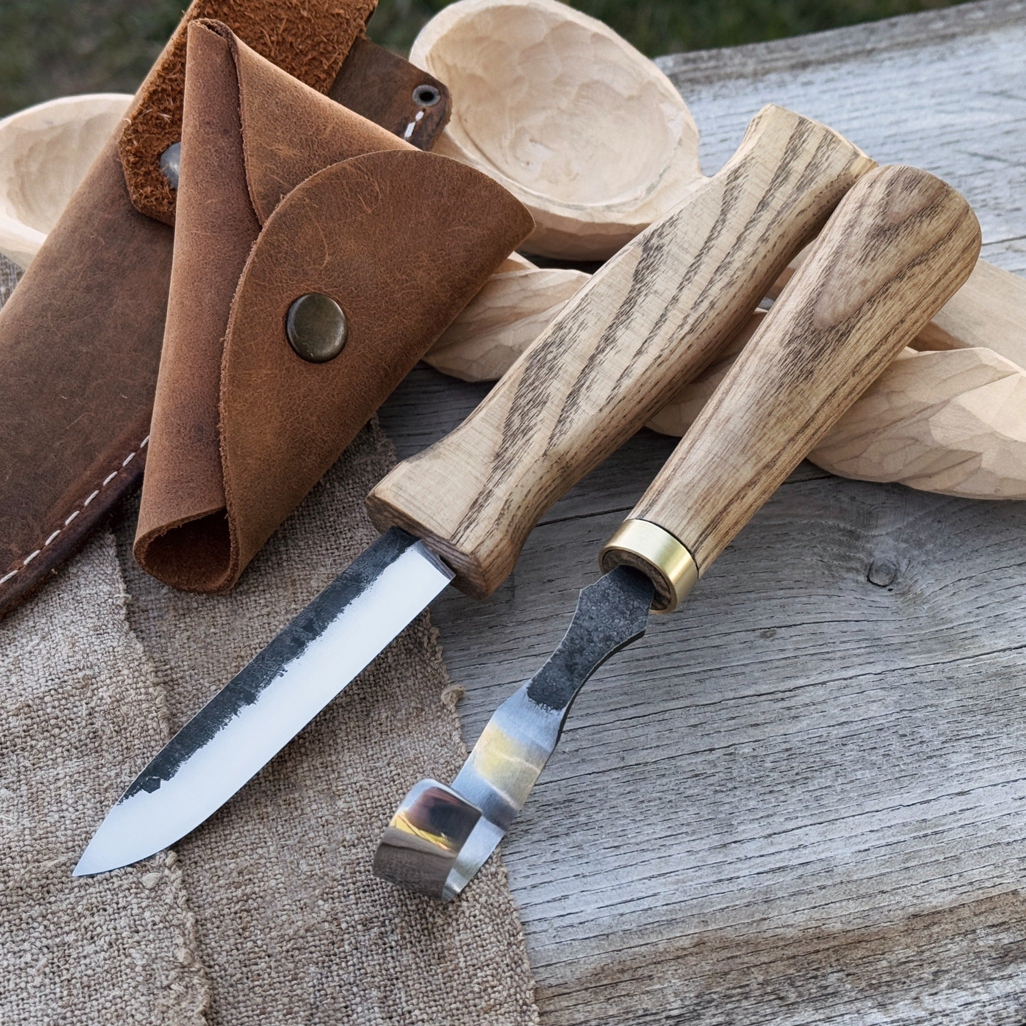 2 - Piece Spoon Carving Knife Set with Leather Sheaths - 1