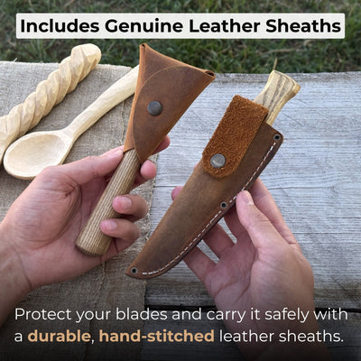 2 - Piece Spoon Carving Knife Set with Leather Sheaths - 5