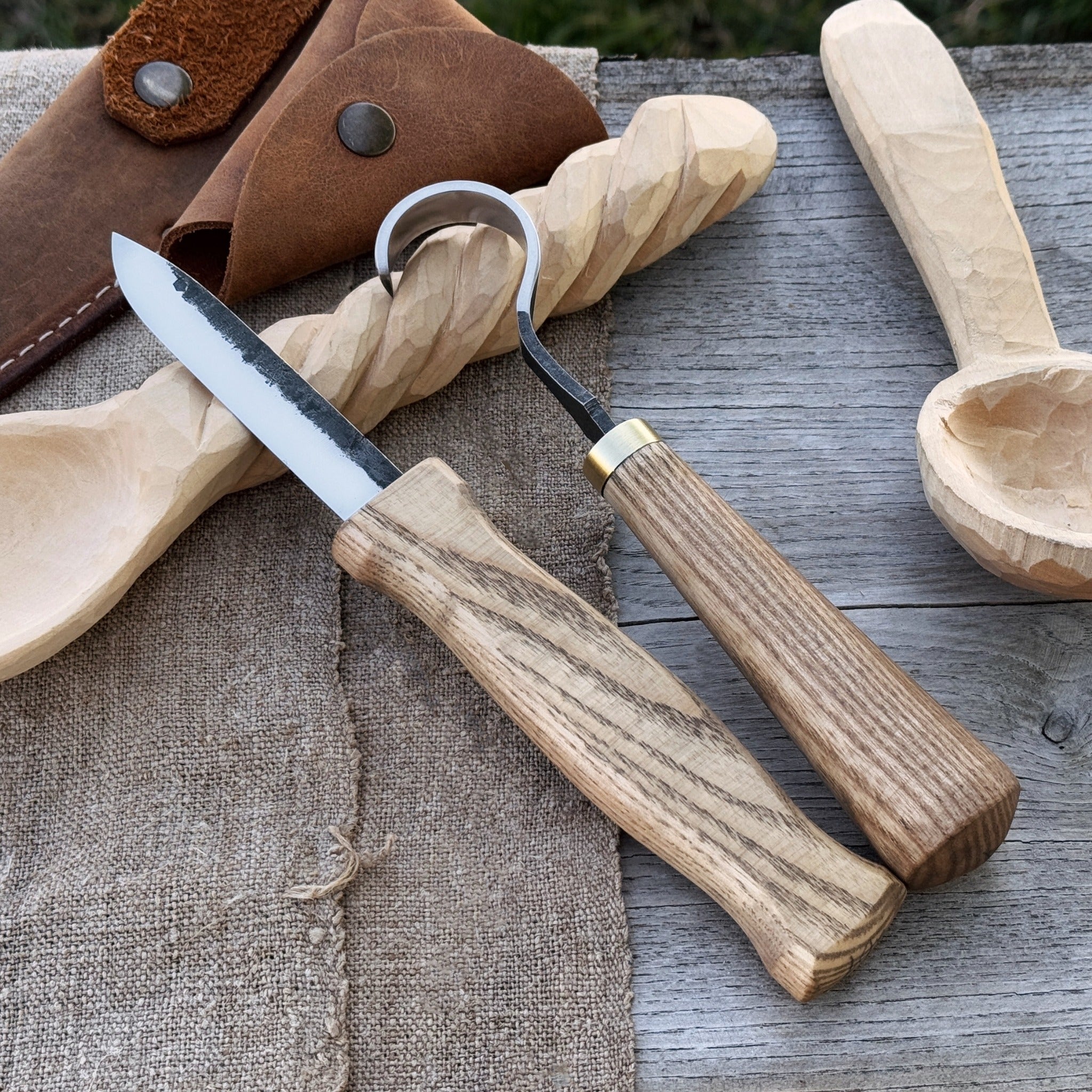 2 - Piece Spoon Carving Knife Set with Leather Sheaths - 1
