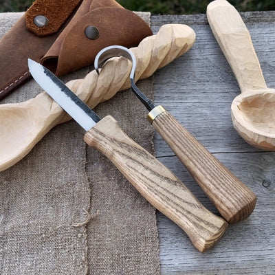 2 - Piece Spoon Carving Knife Set with Leather Sheaths - 1