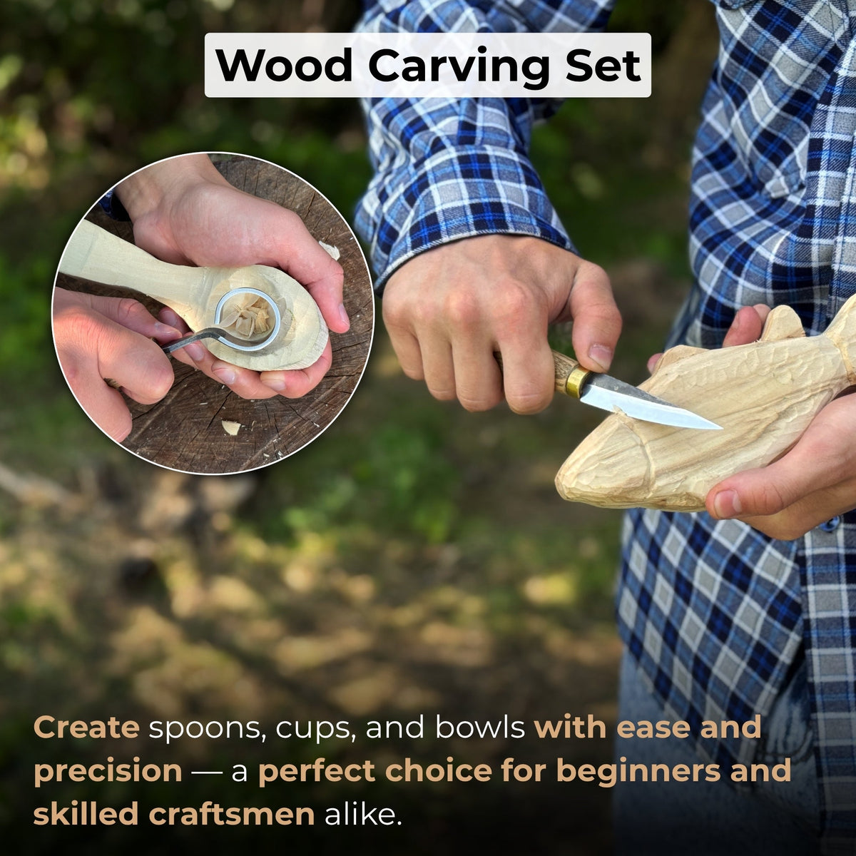 2-Piece Spoon Carving Tool Set with Leather Case - Sharky Forged Steel ...