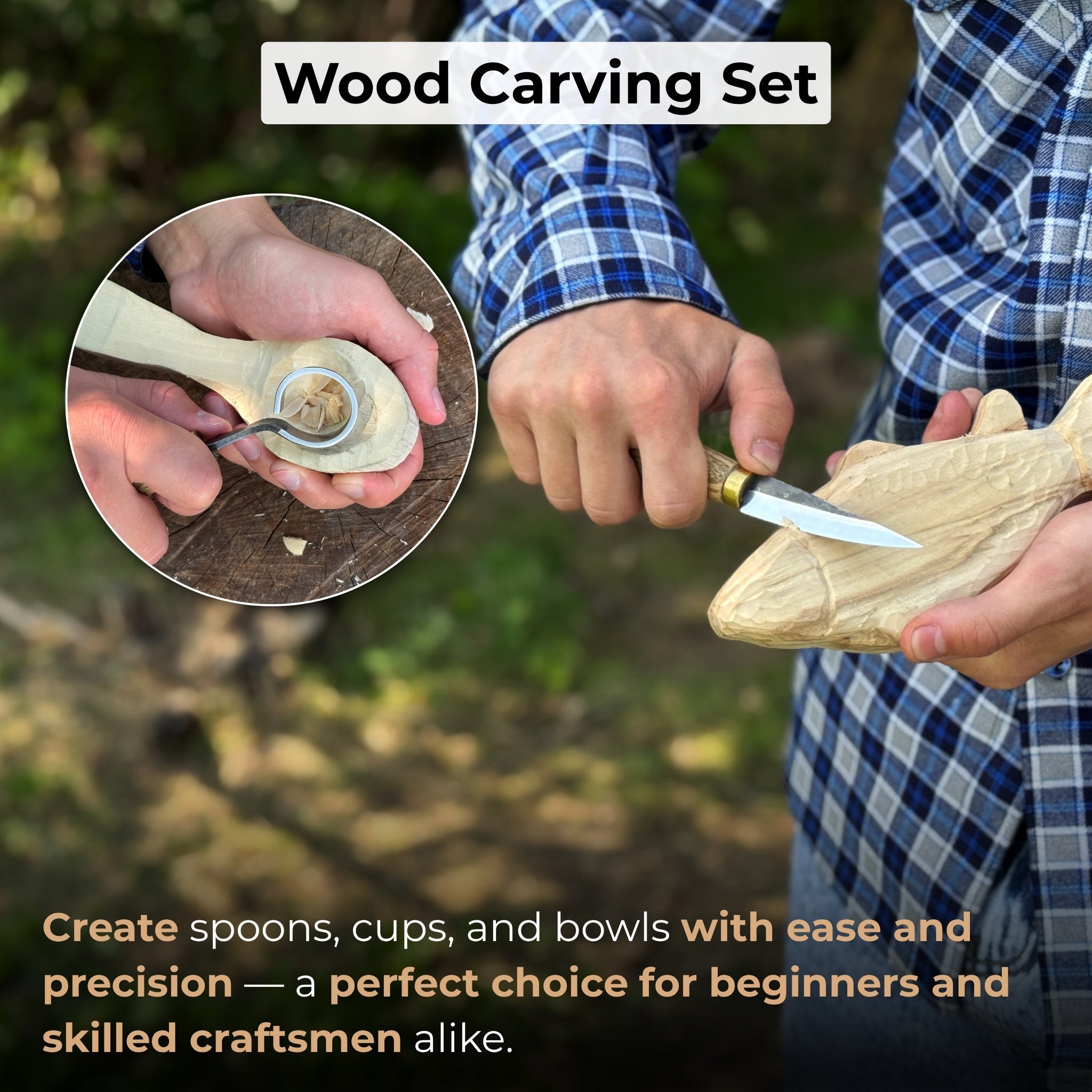 2 - Piece Spoon Carving Tool Set with Leather Case - 2