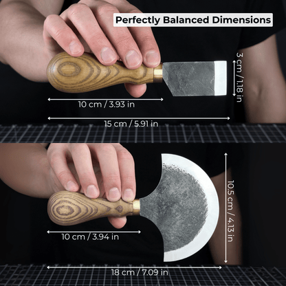 2 - Piece Straight and Round (Half Moon) Leather Knife Set - 7