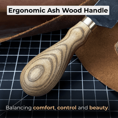 2 - Piece Straight and Round (Half Moon) Leather Knife Set - 5