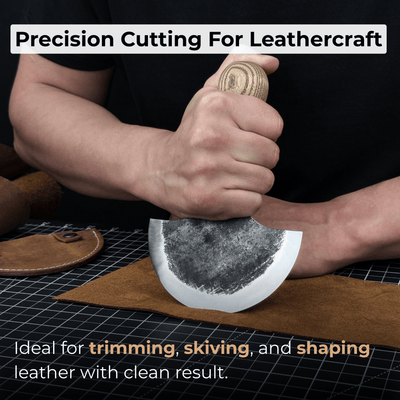 2 - Piece Straight and Round (Half Moon) Leather Knife Set - 2