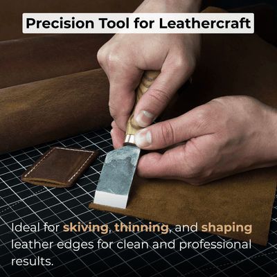 2 - Piece Straight and Round (Half Moon) Leather Knife Set - 3