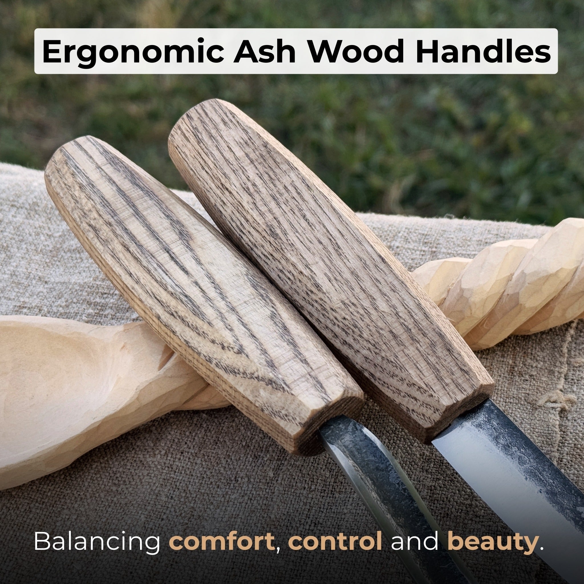 2-Piece Wood Carving Knife Set with Leather Sheaths - Sharky