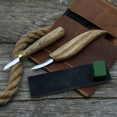 2 - Piece Wood Carving Knife Set with Leather Strop and Case - 5