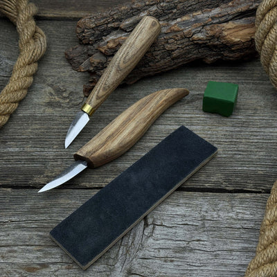 2 - Piece Wood Carving Knife Set with Leather Strop and Case - 6
