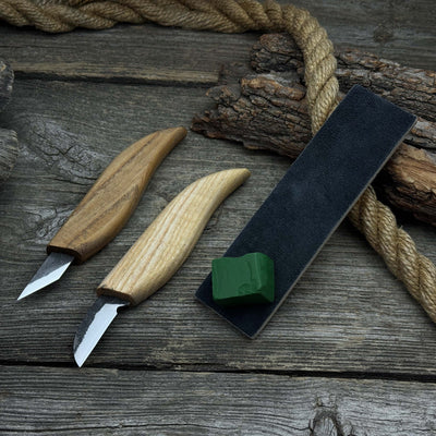 2 - Piece Wood Carving Knife Set with Leather Strop - 3