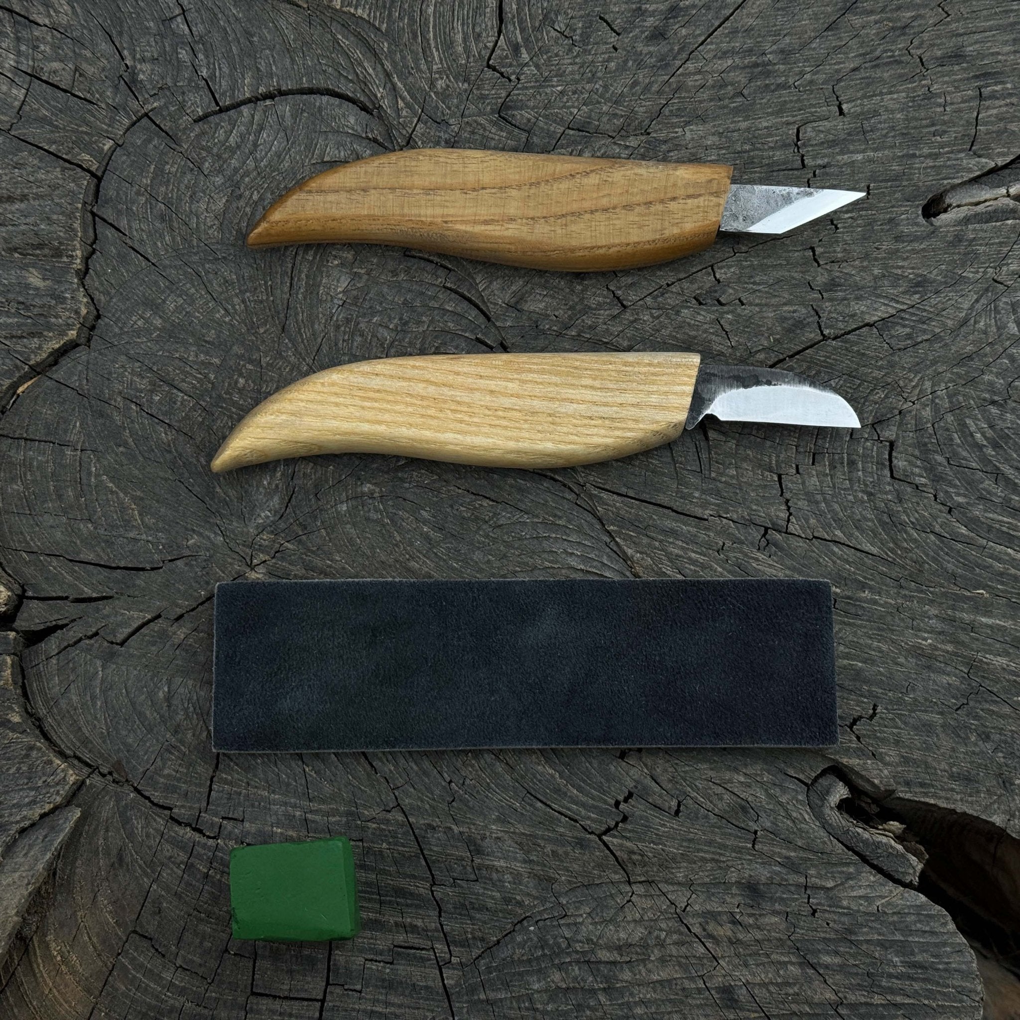 2 - Piece Wood Carving Knife Set with Leather Strop - 1