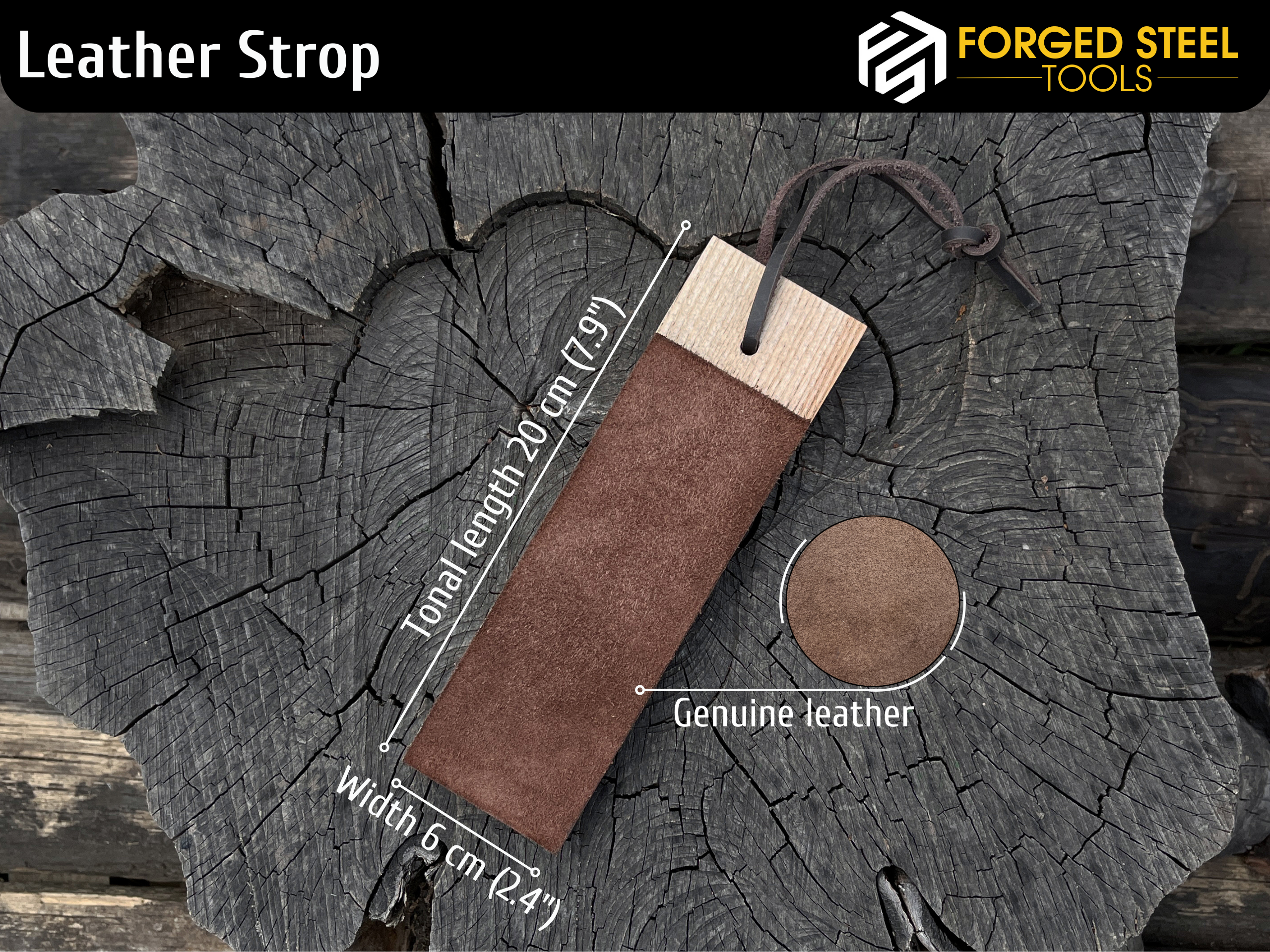 Dual-Sided Leather Paddle Strop For Knives - Forged Steel Tools