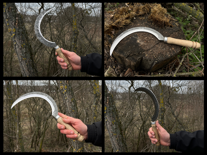 Hand-Forged Large Sickle, ⌀19 cm (7.5 inches) - Forged Steel Tools