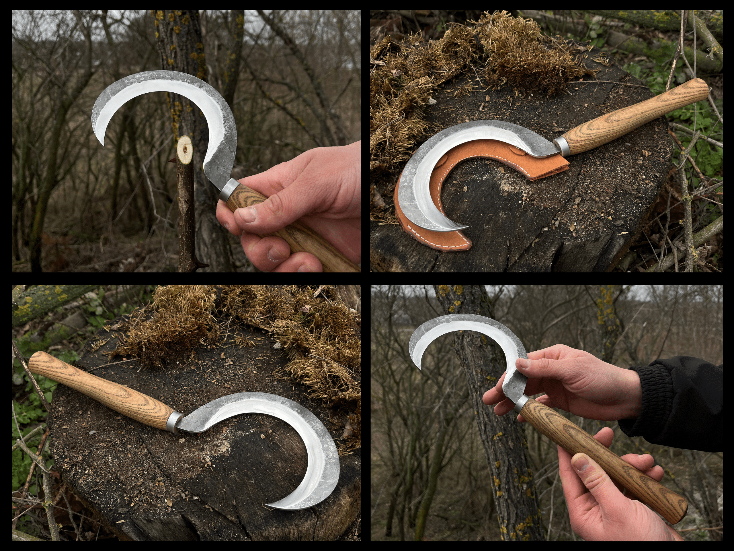 Hand-Forged Small Sickle, ⌀9 cm (3.5 inches) - Forged Steel Tools