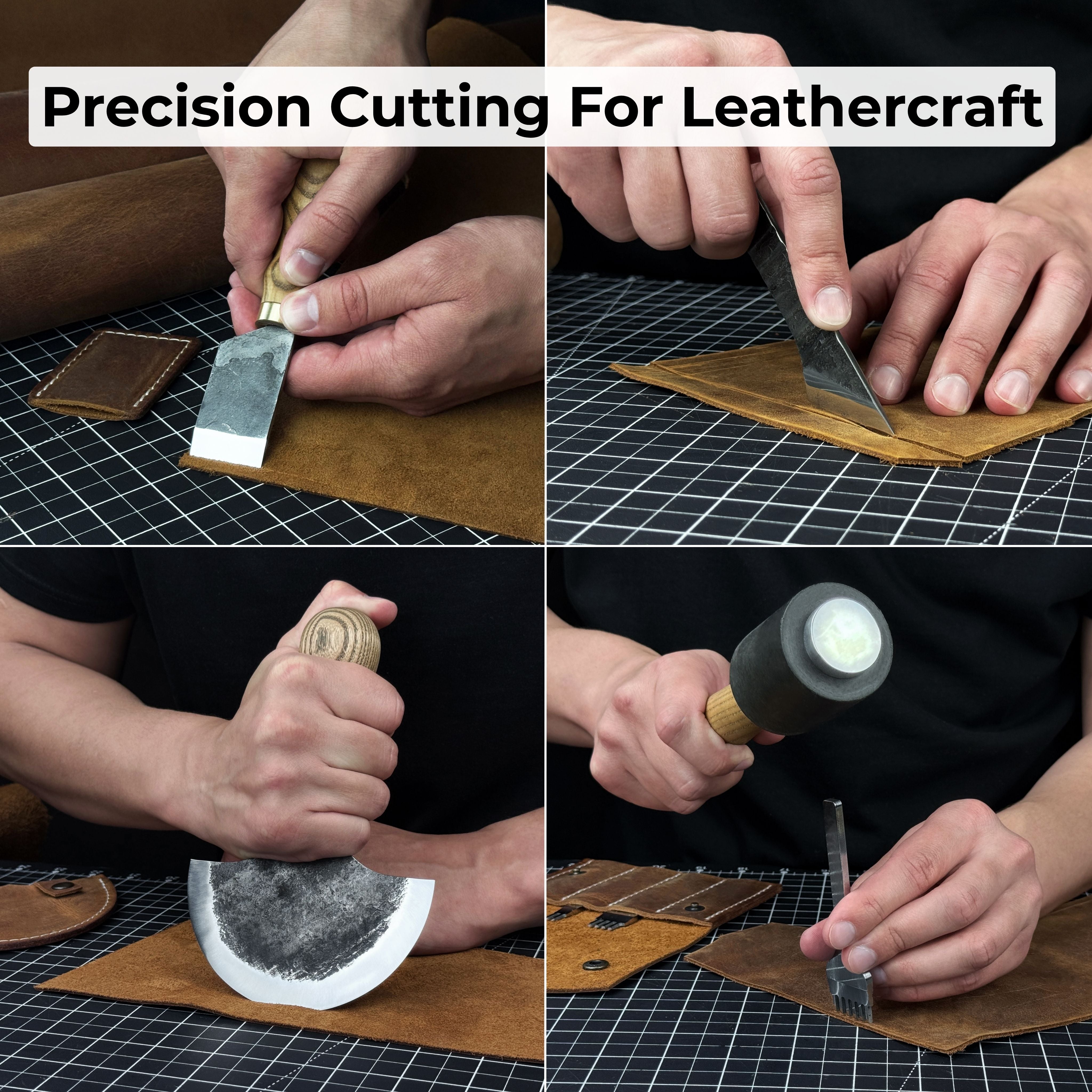 4-Piece Leatherworking Tool Set with Leather Sheaths