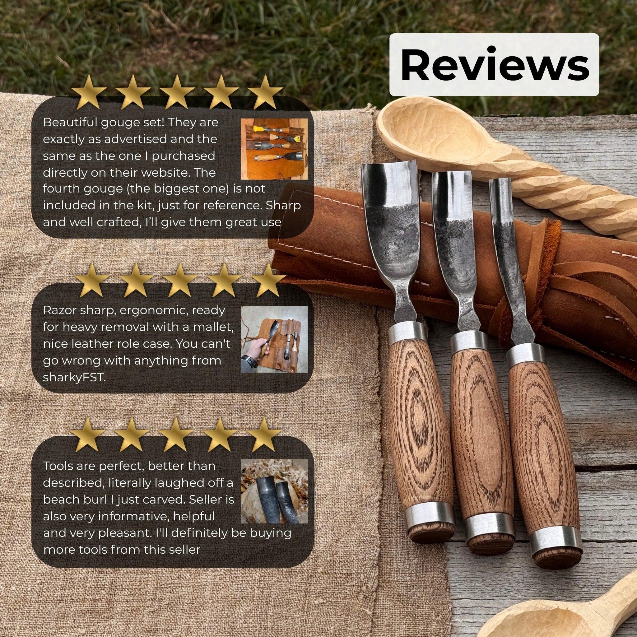 3 - Piece Bent Gouge Set - 10