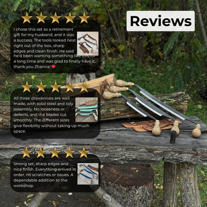 3 - Piece Curved Drawknife (Palm Handles) Set - 11