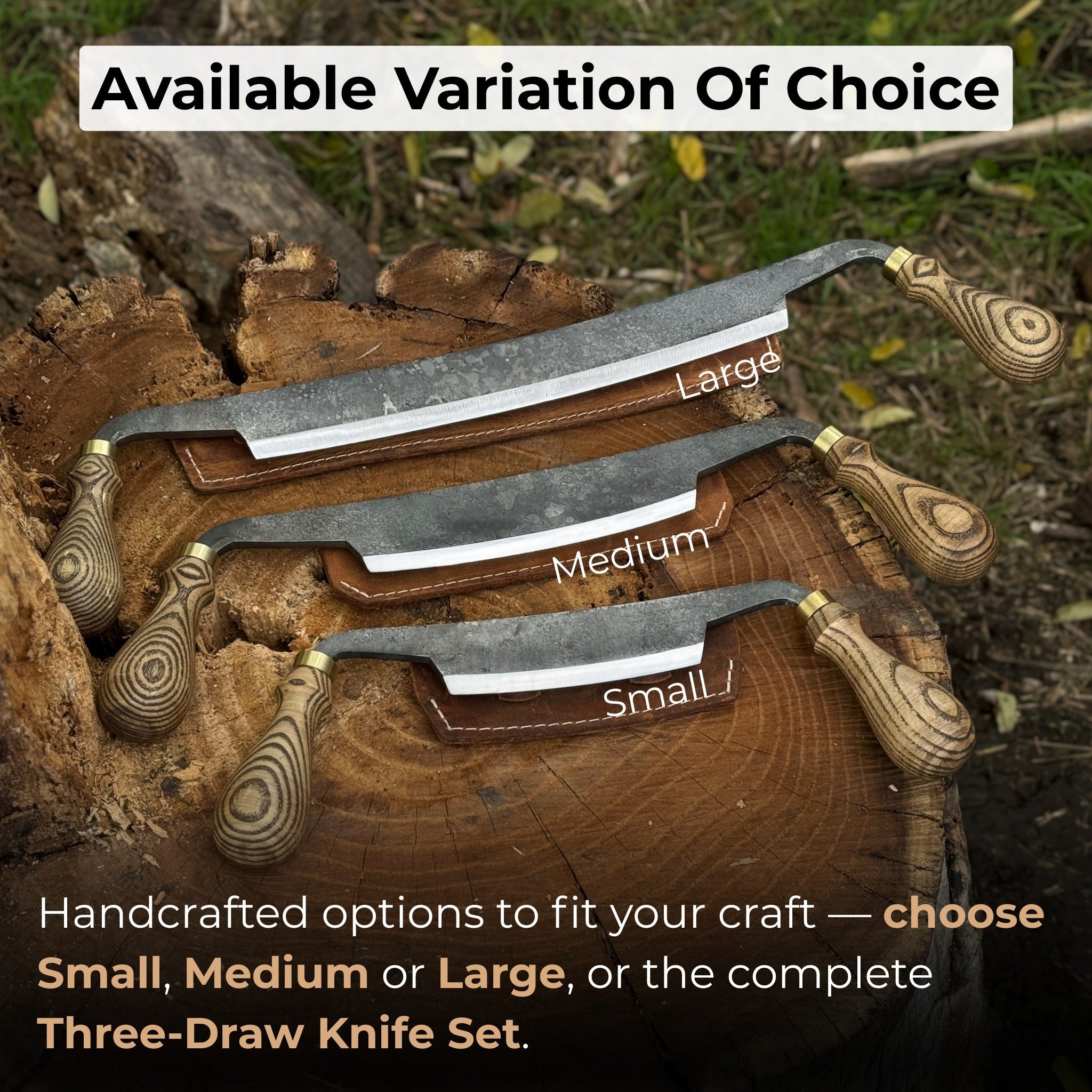 3 - Piece Curved Drawknife (Palm Handles) Set - 7