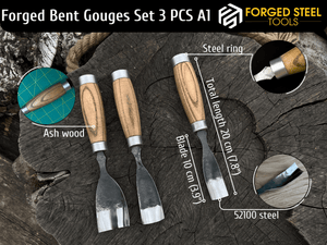 3-Piece Bent Gouge Set - Sharky Forged Steel Tools