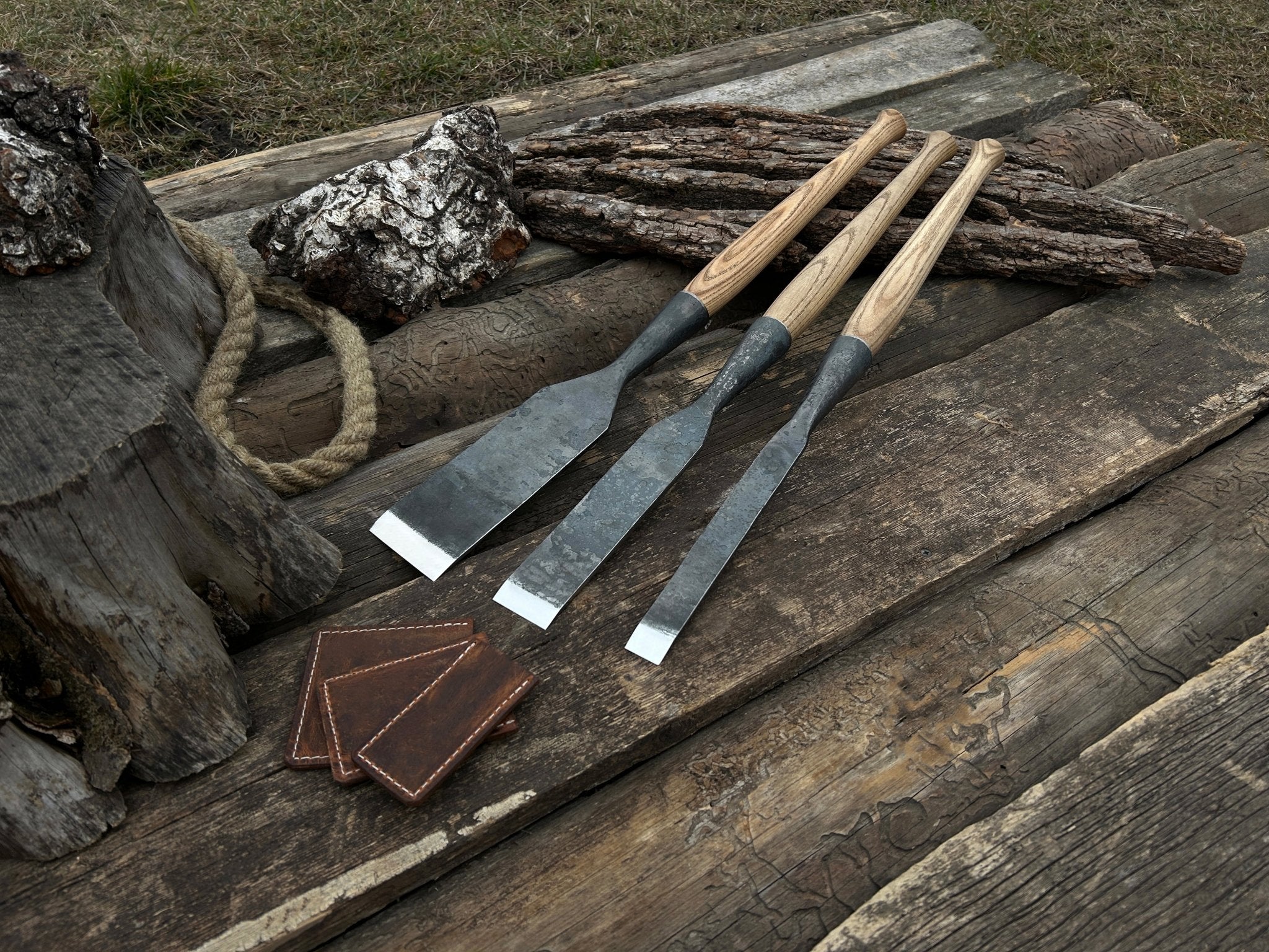 3-Piece Hand-Forged Carpenters Slick Chisel Set - Forged Steel Tools