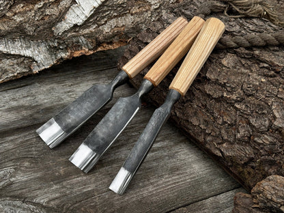 3 - Piece Hand - Forged Straight Gouge Set - 4