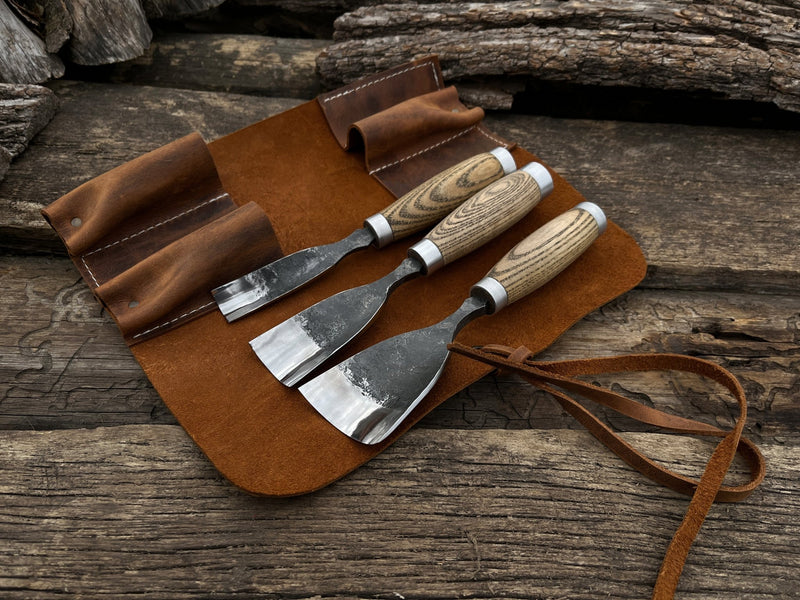 3-Piece Straight Rounded Chisel Set - Sharky Forged Steel Tools