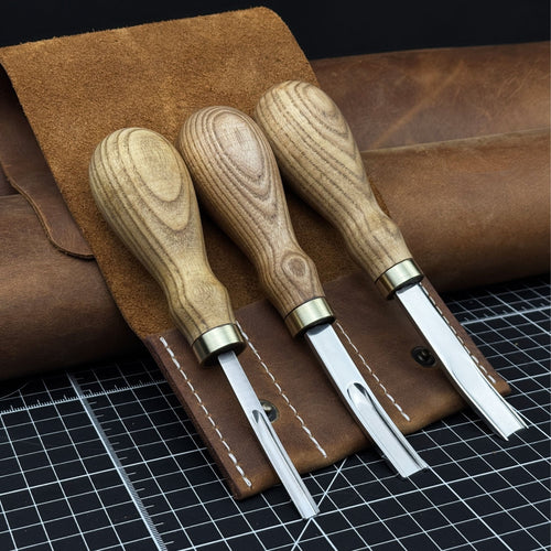 3-Piece Leather Edge Skiver Set - Sharky Forged Steel Tools