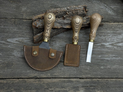 3 - Piece Leather Working Kit with Leather Sheaths - 2